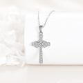 wholesale 925 Sterling Silver Heart and Celtic Knot Cross Pendant Necklace-0-2