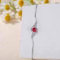 wholesale 925 Sterling Silver Round Ruby Red Zircon Vintage Rose Birthstone Bracelet for Women-0-4