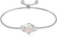 wholesale 925 Sterling Silver Opal Mom Charm Bolo Bracelet for Women-Mom-Opal