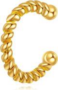 wholesale Gold 14k Hypoallergenic Non-Piercing Twisted Rope Ear Wrap Ring for Women-0-0