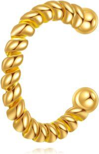 wholesale Gold 14k Hypoallergenic Non-Piercing Twisted Rope Ear Wrap Ring for Women-Twist