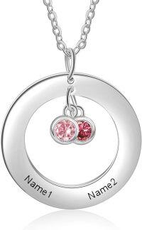 wholesale TOUPOP Custom Birthstone Necklace For Women 925 Sterling Silver Personalized Family Name Necklace For Couple Wife Friend Christmas Birthday Jewelry Gifts -undefined