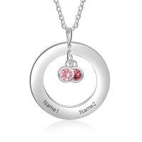 TOUPOP Sterling Silver Birthstone Personalized Name Necklace For Women-undefined