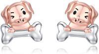 wholesale 925 Sterling Silver Bone Shaped Puppy Stud Earrings-Dog