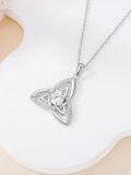 wholesale 925 Sterling Silver with 925 Sterling Silver Gold Plating and Moissanite Triquetra Pendant Necklace for Women-0-4