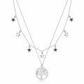 wholesale 925 Sterling Silver Star & Tree of Life Pendant Double-Layered Chain Adjustable Necklaces - Gifts for Her Mothers' Day Birthdays-0-0
