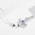 wholesale 925 Sterling Silver White Gold & Sterling Silver Birthstone Cross Urn Necklace for Ashes – Infinity Engraved, Cremation Jewelry for Loved Ones-0-3