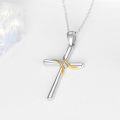 wholesale  18K Gold Plated & 925 Sterling Silver Lab Grown Diamond Cross Necklace for Women, 0.75 x 1.22-0-1