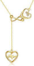 wholesale 14K Gold Opal Heartbeat Stethoscope Necklace for Nurses-0-10