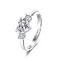 TOUPOP 18k White Gold Plated Moissanite Personalized Engagement Ring 1ct D VVS1-0-0
