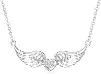 wholesale 925 Sterling Silver Heart with Wings Pendant Necklace for Women-Type 2
