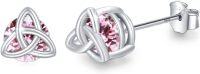 wholesale 925 Sterling Silver Celtic Birthstone Stud Earrings Celtic Knot Jewelry Gifts-J-October
