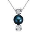 TOUPOP Sterling Silver Black Pearl Heart Pendant Necklace-0-0
