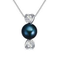 wholesale 925 Sterling Silver Blue Pearl Heart Shape Pendant Necklace Wholesale With Cubic Zirconia-Heart Necklace 3