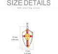 wholesale 925 Sterling Silver Knight's Templar Shield Pendant Necklace w/ Red & Gold Accents and Inspirational Verse from Joshua 1:9 for Men/Women-0-4