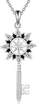 wholesale 925 Sterling Silver Compass & Key Pendant Necklace with CZ Stone - Irish s for Women-0-0