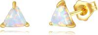 wholesale 14K Gold Triangle Opal Stud Earrings - 14K Solid Gold Jewelry for Women-Triangle White Opal
