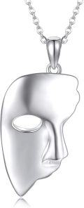 wholesale 925 Sterling Silver Phantom of the Opera Mask Pendant Necklace for Women-0-0