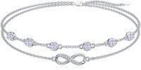 wholesale Sterling Silver Birthstone Women s Anklet Bracelets Infinity Butterfly Evil Eye Turtle Pineapple Starfish Heart-Bracelet 7"-9"-Infinity 06-Light Purple
