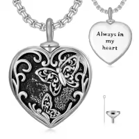 TOUPOP 925 Sterling Silver Heart Urn Necklace For Ashes Keepsake-style_name:Butterfly