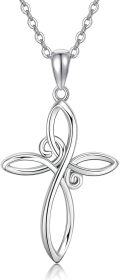 wholesale 14K White Gold Celtic Knot Cross Pendant Necklace for Women - Tone Chain (18)-0-0