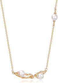 wholesale 925 Sterling Silver Plated Gold Metal Pearl Choker 14-16mm Round White Freshwater Pearls Necklaces for Women-Gold