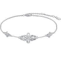 wholesale 925 Sterling Silver Infinity Knot Bracelet White Gold Plated Adjustable Chain Jewelry For Women-925 Sterling Silver
