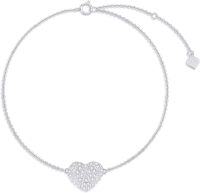 wholesale 10K Gold Chain with Diamond Cutout Heart Pendant Ankle Anklet for Women-10K White Gold