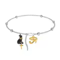 wholesale 925 Sterling Silver French Bulldog Charm Bracelet Wholesale with Cross and Paw Print Pendant for Women Girls  7-8 Adjustable Chain Length-0-0