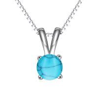 wholesale 925 Sterling Silver Pendant Necklace Wholesale With Green Gemstone And Chain-Turquoise