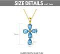 wholesale 14K Gold Natural Blue Topaz Flower Pendant Necklace for Women 18 Chain Christian Gifts-0-2