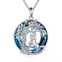 TOUPOP Sterling Silver Crystal Abalone Shell Animal Pendant Necklace-style_name:1-Crystal-Horse