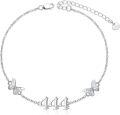 wholesale 925 Sterling Silver 444 Butterfly Angel Number Charm Bracelet Anklet for Women Girls - Adjustable Numerology s-0-0