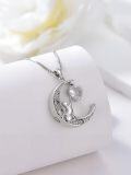 wholesale TOUPOP Cat Urn Necklace Sterling Silver Moon Ash Pendants Cremation Jewelry Memorial Necklaces For Ashes Keepsake Jewelry For Women Cat Mom -0-2