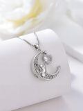 TOUPOP Sterling Silver Moon Ash Pendant Cat Cremation Jewelry Memorial Necklace-0-2