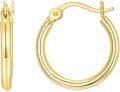 wholesale 14K Gold Round Hoop Earrings for Women - Shiny Polished Lightweight 12mm Diameter Jewelry Accessories-0-0