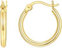 wholesale 14K Gold Round Hoop Earrings for Women - Shiny Polished Lightweight 12mm Diameter Jewelry Accessories-style 13