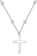 wholesale 925 Sterling Silver Faith Cross Layered Pendant Necklace Religious Jewelry for Women Girls Gifts 45cm Chain Length-0-0