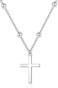 wholesale 925 Sterling Silver Faith Cross Layered Pendant Necklace Religious Jewelry for Women Girls Gifts 45cm Chain Length-Simple Cross