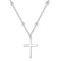wholesale 925 Sterling Silver Faith Cross Layered Pendant Necklace Religious Jewelry for Women Girls Gifts 45cm Chain Length-0-0