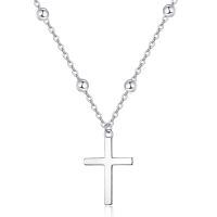 wholesale 925 Sterling Silver Faith Cross Layered Pendant Necklace Religious Jewelry for Women Girls Gifts 45cm Chain Length-Simple Cross