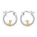 wholesale 925 Sterling Silver Cute Duck Hoop Earrings Tricolor Plated Jewelry For Women-0-0