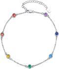 wholesale 925 Sterling Silver Rainbow Stone 7 Chakra Ankle Anklet for Women Gift-0-0