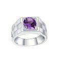 wholesale 925 Sterling Silver Amethyst Men's Wedding Band Engagement Ring Gifts for Him-0-0
