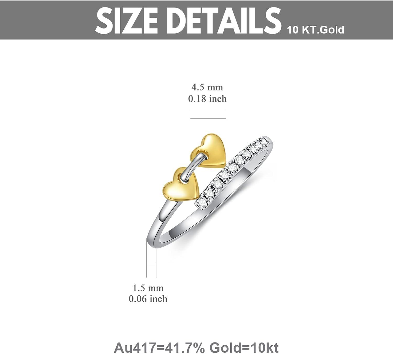 10K White Gold Natural Diamond Heart Ring for Women Anniversary Gift-0-3