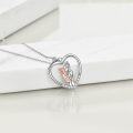 wholesale Sterling Silver Heart Necklace for Mother Daughter Gift Mothers Day Birthday Wedding - Rhodium Plated-0-3