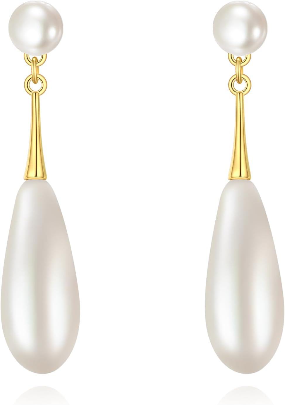 Sterling Silver Pearl Dangle Drop Earrings for Women Birthday Gifts-0-1