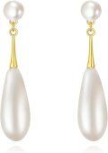 wholesale 925 Sterling Silver Teardrop Pearl Dangle Drop Earrings for Women Birthdays-0-0