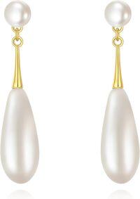 wholesale 925 Sterling Silver Teardrop Pearl Dangle Drop Earrings for Women Birthdays-Teardrop Pearl