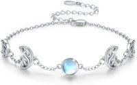 wholesale 925 Sterling Silver & Rainbow Moonstone Adjustable Bracelet - Lunar Phases s for Her-Phase